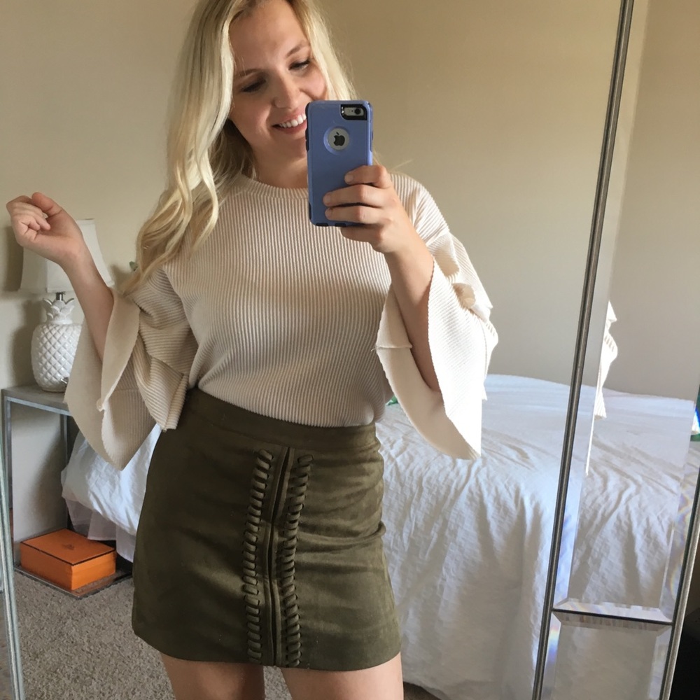 Olive Suade Mini Skirt